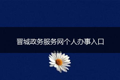 晋城政务服务网个人办事入口