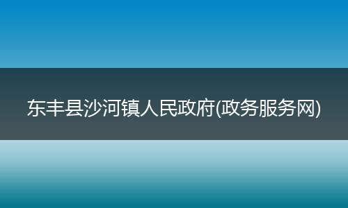 东丰县沙河镇人民政府(政务服务网)