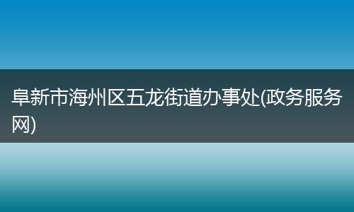 阜新市海州区五龙街道办事处(政务服务网)