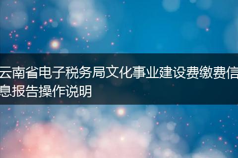 云南省电子税务局文化事业建设费缴费信息报告操作说明