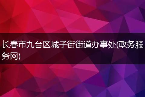 长春市九台区城子街街道办事处(政务服务网)