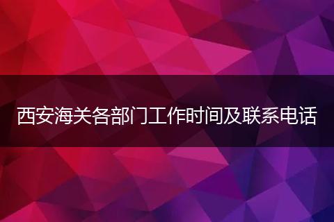 西安海关各部门工作时间及联系电话