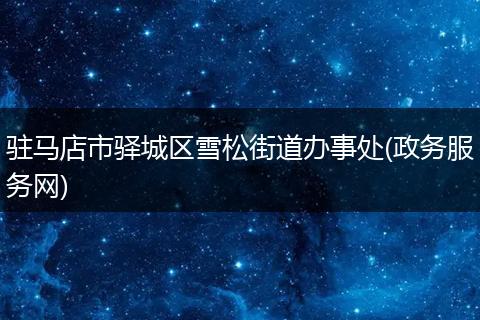 驻马店市驿城区雪松街道办事处(政务服务网)