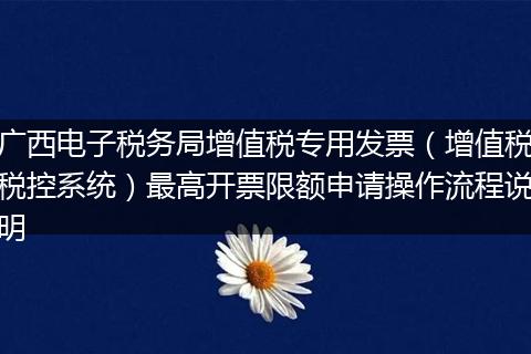 广西电子税务局增值税专用发票（增值税税控系统）最高开票限额申请操作流程说明