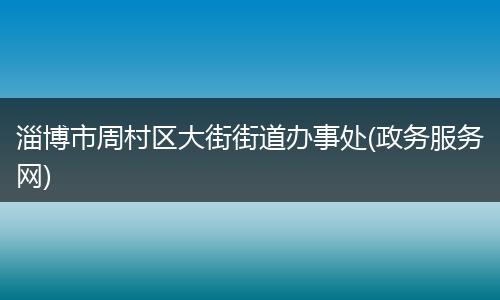 淄博市周村区大街街道办事处(政务服务网)