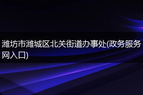 潍坊市潍城区北关街道办事处(政务服务网入口)