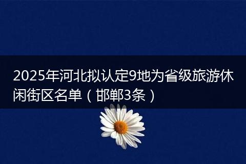 2025年河北拟认定9地为省级旅游休闲街区名单（邯郸3条）