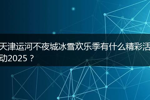 天津运河不夜城冰雪欢乐季有什么精彩活动2025？