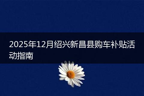 2025年12月绍兴新昌县购车补贴活动指南