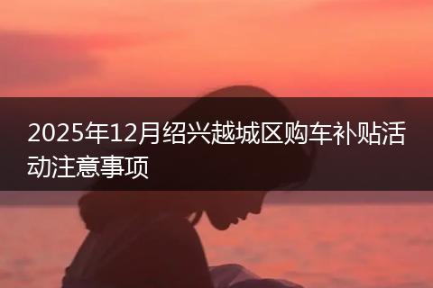 2025年12月绍兴越城区购车补贴活动注意事项