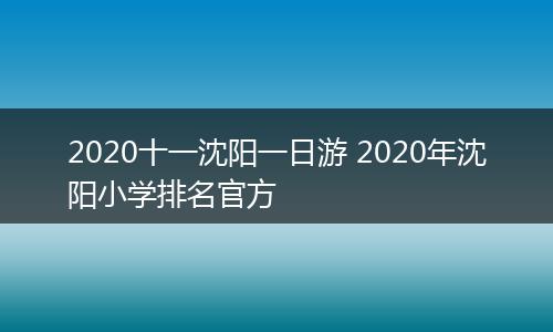 2020十一沈阳一日游 2020年沈阳小学排名官方