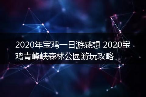 2020年宝鸡一日游感想 2020宝鸡青峰峡森林公园游玩攻略
