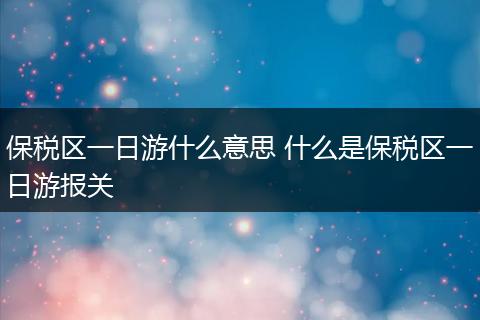 保税区一日游什么意思 什么是保税区一日游报关