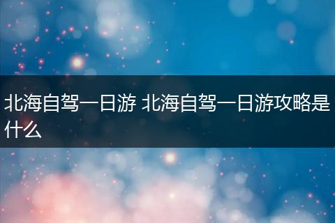 北海自驾一日游 北海自驾一日游攻略是什么