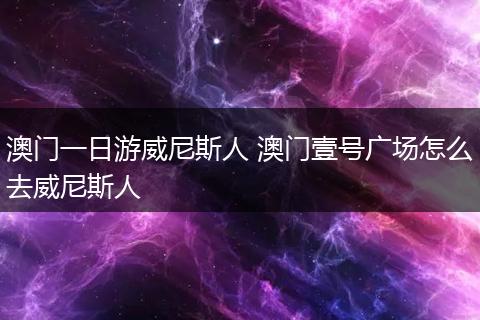 澳门一日游威尼斯人 澳门壹号广场怎么去威尼斯人
