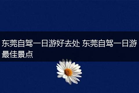 东莞自驾一日游好去处 东莞自驾一日游最佳景点