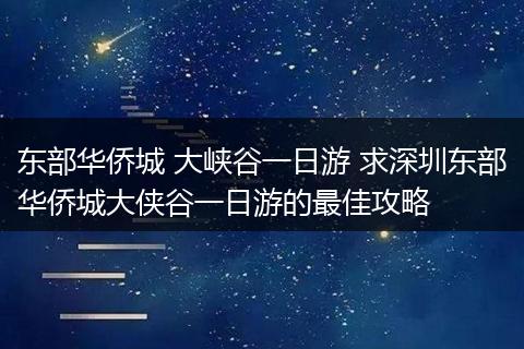 东部华侨城 大峡谷一日游 求深圳东部华侨城大侠谷一日游的最佳攻略