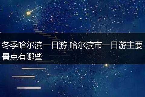 冬季哈尔滨一日游 哈尔滨市一日游主要景点有哪些