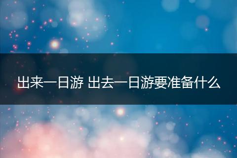 出来一日游 出去一日游要准备什么