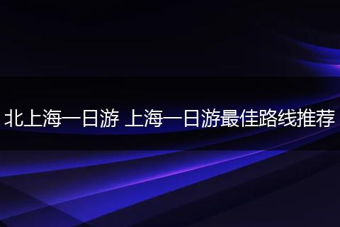 北上海一日游 上海一日游最佳路线推荐
