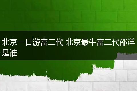 北京一日游富二代 北京最牛富二代邵洋是谁