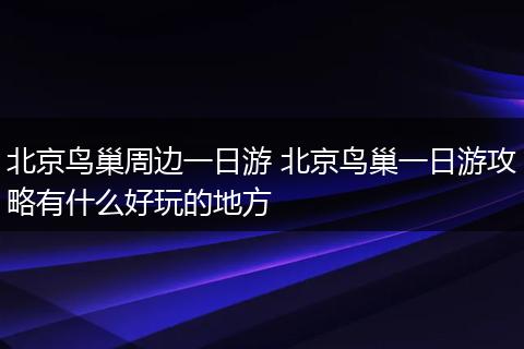 北京鸟巢周边一日游 北京鸟巢一日游攻略有什么好玩的地方