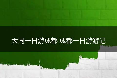 大同一日游成都 成都一日游游记