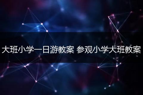 大班小学一日游教案 参观小学大班教案