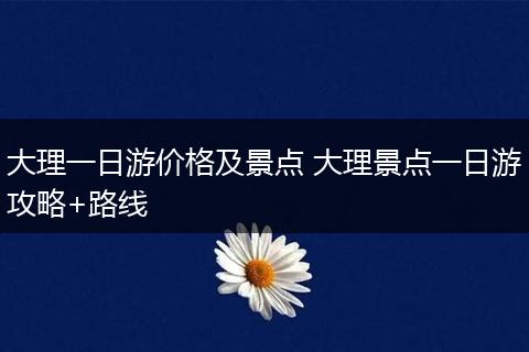 大理一日游价格及景点 大理景点一日游攻略+路线