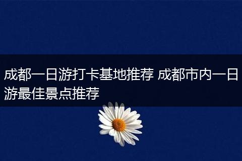 成都一日游打卡基地推荐 成都市内一日游最佳景点推荐