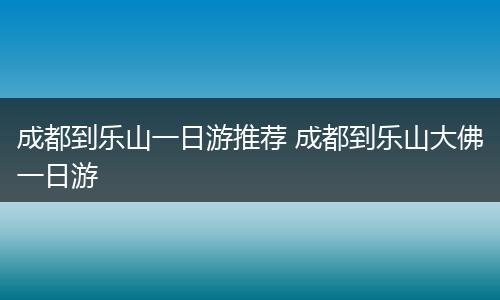 成都到乐山一日游推荐 成都到乐山大佛一日游