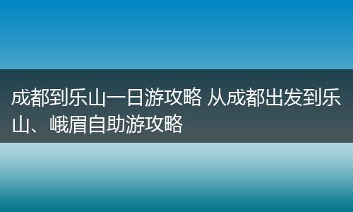 成都到乐山一日游攻略 从成都出发到乐山、峨眉自助游攻略
