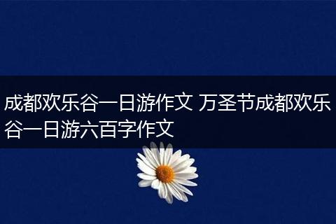 成都欢乐谷一日游作文 万圣节成都欢乐谷一日游六百字作文