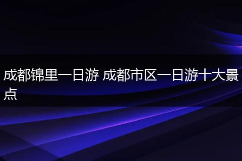 成都锦里一日游 成都市区一日游十大景点
