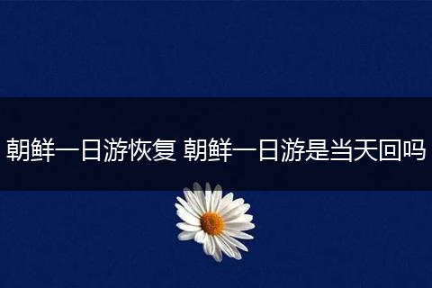 朝鲜一日游恢复 朝鲜一日游是当天回吗