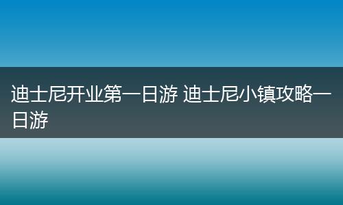 迪士尼开业第一日游 迪士尼小镇攻略一日游
