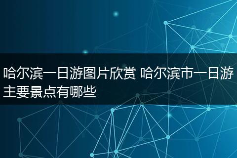哈尔滨一日游图片欣赏 哈尔滨市一日游主要景点有哪些