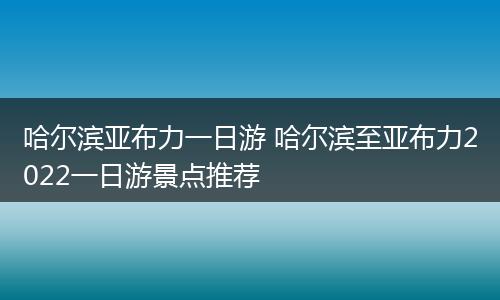 哈尔滨亚布力一日游 哈尔滨至亚布力2022一日游景点推荐