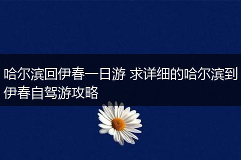 哈尔滨回伊春一日游 求详细的哈尔滨到伊春自驾游攻略