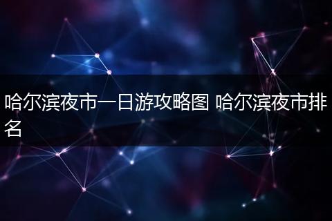 哈尔滨夜市一日游攻略图 哈尔滨夜市排名