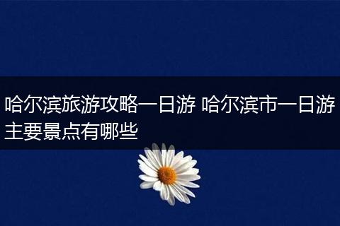 哈尔滨旅游攻略一日游 哈尔滨市一日游主要景点有哪些