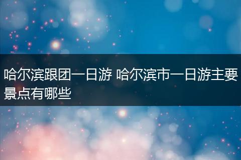 哈尔滨跟团一日游 哈尔滨市一日游主要景点有哪些