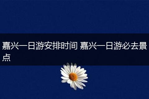 嘉兴一日游安排时间 嘉兴一日游必去景点