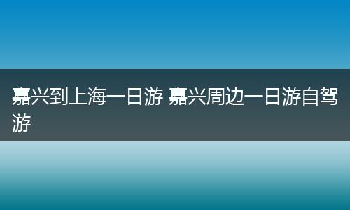 嘉兴到上海一日游 嘉兴周边一日游自驾游