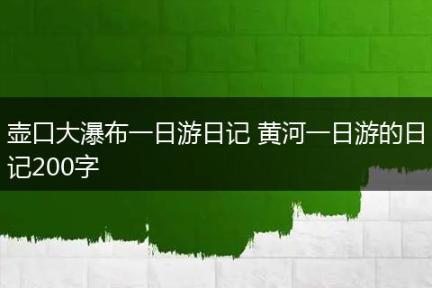 壶口大瀑布一日游日记 黄河一日游的日记200字