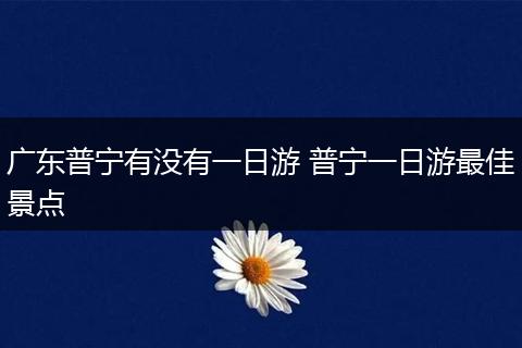 广东普宁有没有一日游 普宁一日游最佳景点