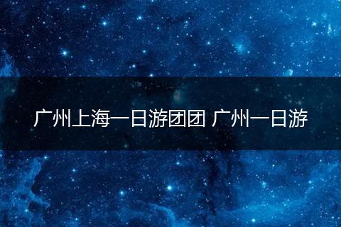 广州上海一日游团团 广州一日游