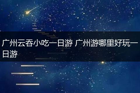 广州云吞小吃一日游 广州游哪里好玩一日游