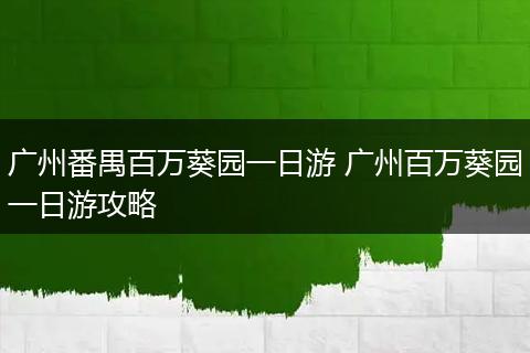 广州番禺百万葵园一日游 广州百万葵园一日游攻略