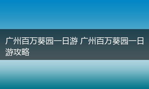 广州百万葵园一日游 广州百万葵园一日游攻略